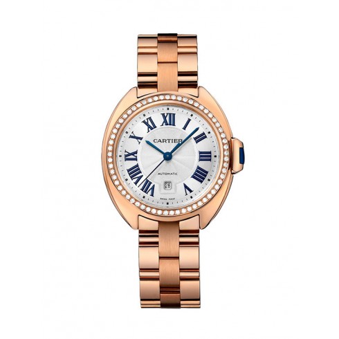 Cartier Cle Silver Flinque Dial 18K Pink Gold Diamond Ladies Watch WJCL0003 watches