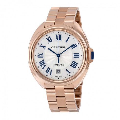 Cartier Cle Silvered Flinque Dial 18kt Rose Gold Men's Watch WGCL0002 watches