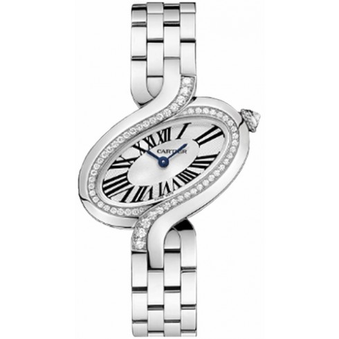 Cartier Delice de Cartier Silver Dial 18kt White Gold Diamond Ladies Watch WG800007 watches
