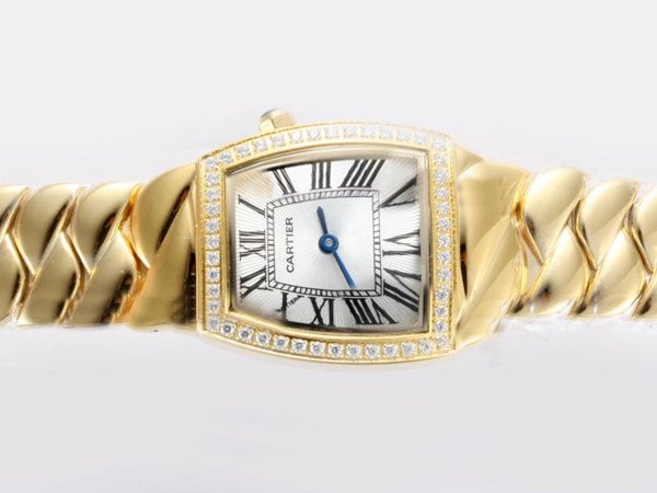 Cartier La Dona de Cartier WE601011 Stainless Steel Case Diamond Bezel White Dial Watch watches