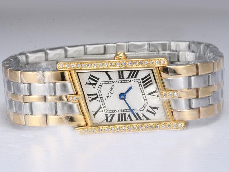 Cartier Lanieres xx3-12195 20x32mm Gold Stainless Steel Strap Womens Watch watches