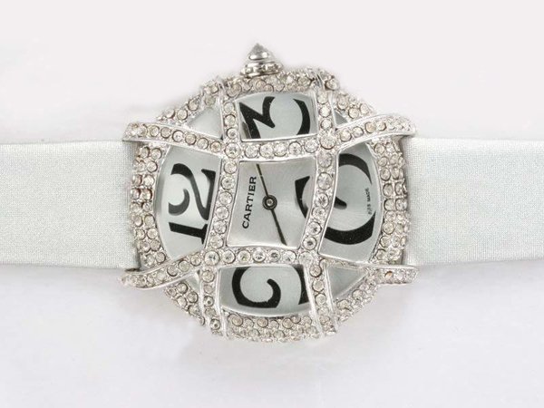 Replica Cartier Libre WJ304350 White Crocodile Leather Strap White Dial Round Watch Watch