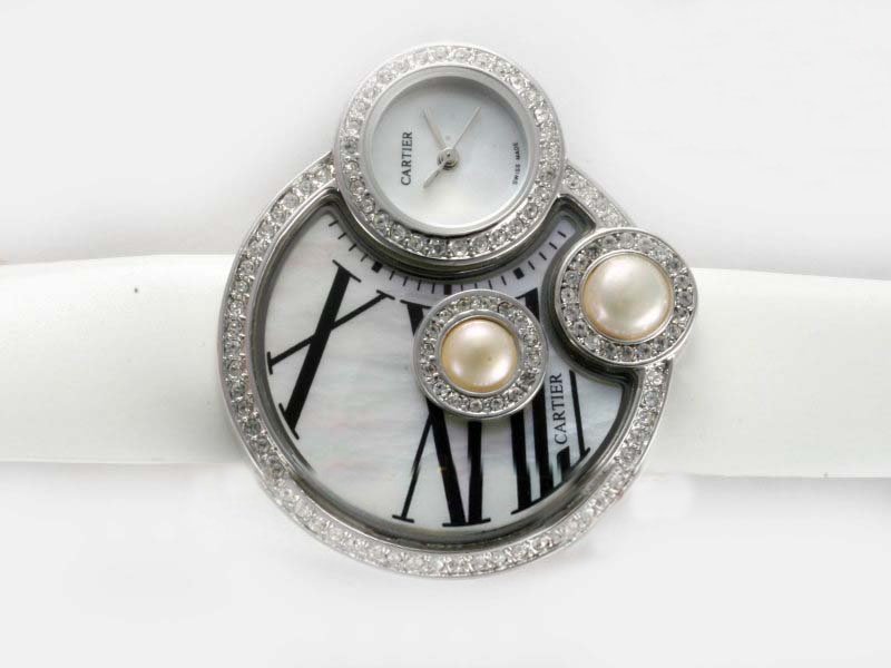 Cartier Libre WJ304850 White Cow Leather Strap White Dial Round Watch watches