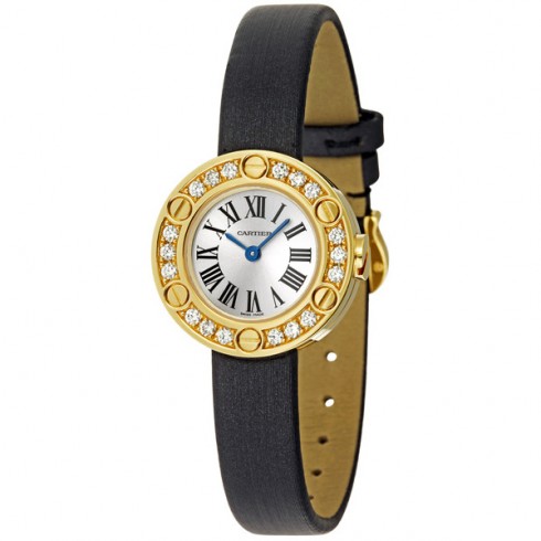 Cartier Love 18kt Yellow Gold Diamond Case Satin Strap Ladies Watch WE800931 watches