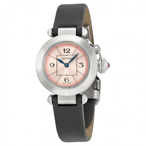 Cartier Miss Pasha Pink Dial Satin Strap Ladies Watch W3140026 watches