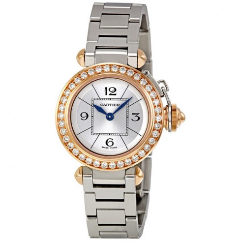 Cartier Miss Pasha Silver Dial Diamond Bezel Ladies Watch WJ124021 watches