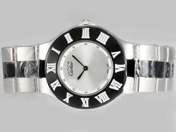 Cartier Must 21 W10109T2 Stainless Steel Bezel Quartz White Dial Watch watches