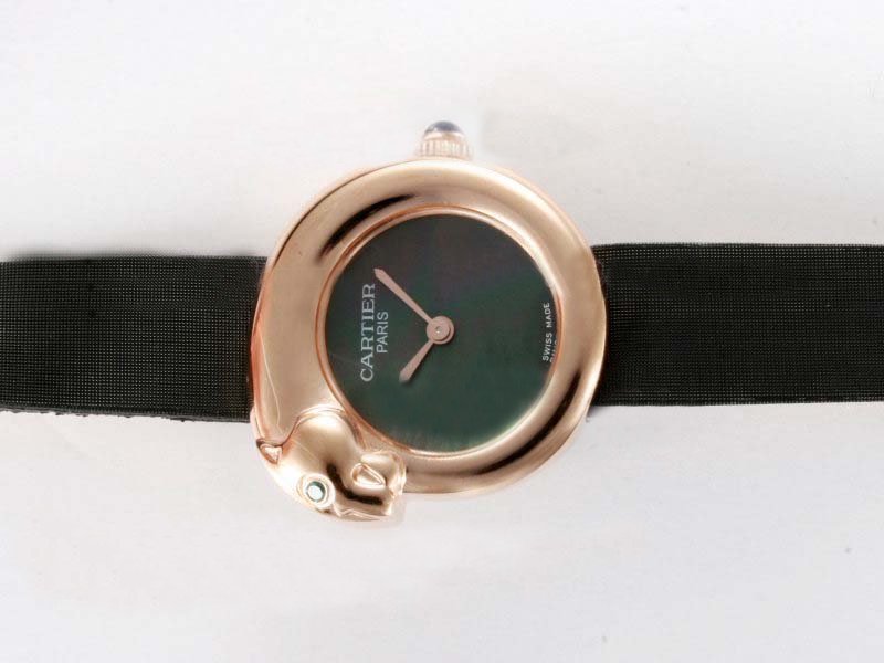 Cartier Panther 082253 Quartz Stainless Steel with Rose Gold Bezel Watch watches