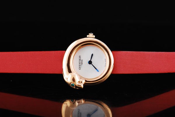 Cartier Panther WAES2549 Rose Gold Case White Dial Round Watch watches