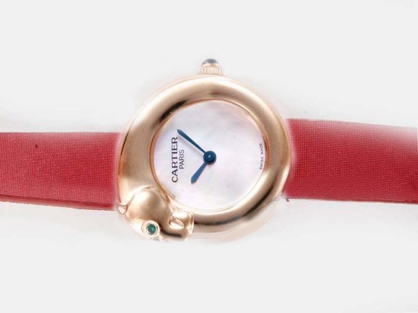 Cartier Panther WAES2549 White Dial Round Rose Gold Case Watch watches
