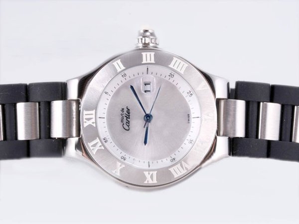 Cartier Pasha de Cartier 1050 Black Rubber Strap White Dial Watch watches