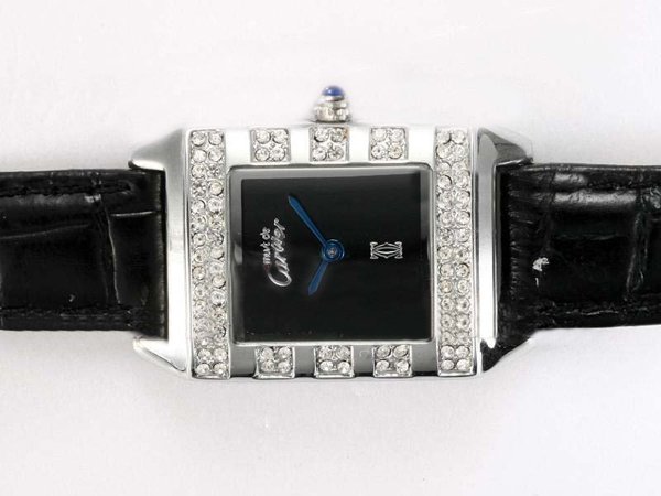 Cartier Pasha de Cartier 82321 Quartz Rectangle Black Dial Watch watches