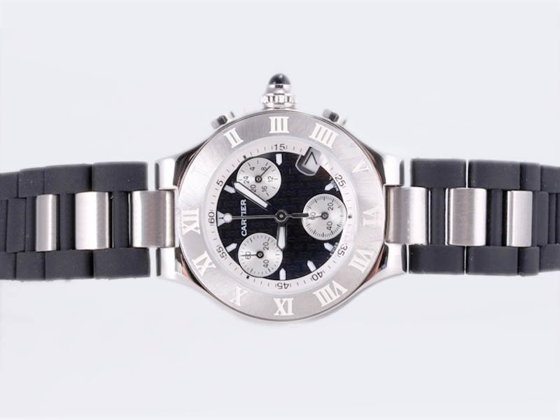 Cartier Pasha de Cartier CT21618-B Quartz Chronograph 30mm Black Dial Watch watches