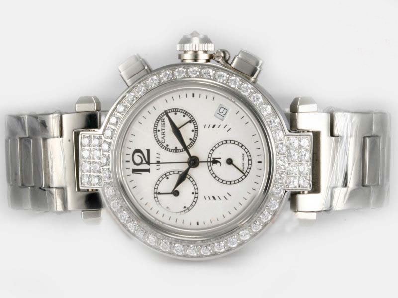Cartier Pasha de Cartier HPI00333 White Dial Round Quartz Chronograph Watch watches