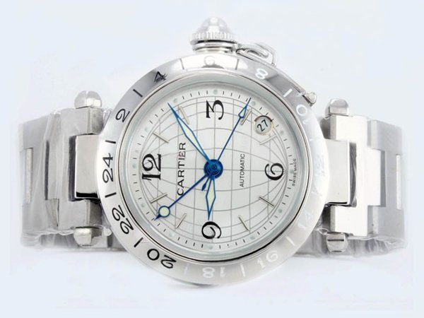 Cartier Pasha de Cartier W31029M7 Round Stainless Steel Case White Dial Watch watches
