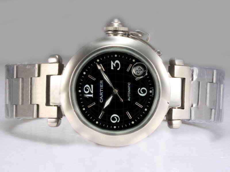 Cartier Pasha de Cartier W31047M7 Stainless Steel Case Black Dial Watch watches
