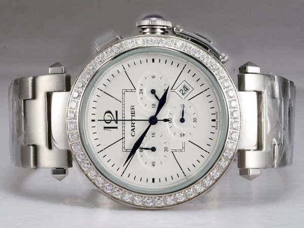 Cartier Pasha de Cartier W31055M7 White Dial Quartz Chronograph Round Watch watches