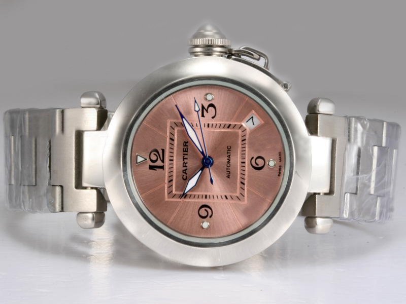 Cartier Pasha de Cartier W31075M7 35mm Silver Stainless Steel Strap Red Dial Watch watches