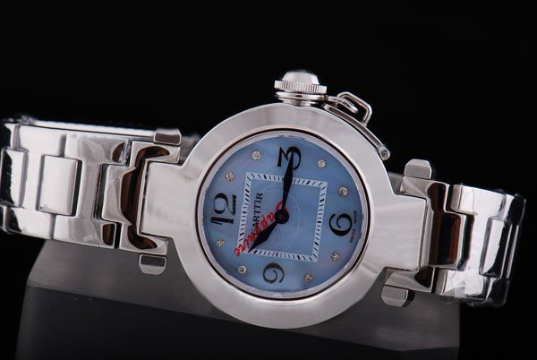 Cartier Pasha de Cartier W31075M7 Blue Dial Stainless Steel Case 35mm Watch watches