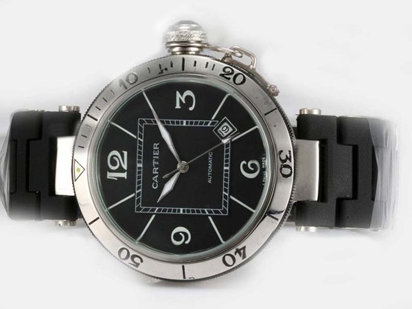 Cartier Pasha de Cartier w31077u2 40.5mm Automatic Black Dial Watch watches