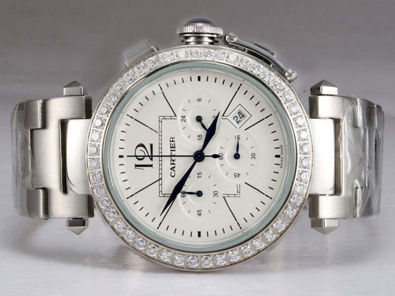 Cartier Pasha de Cartier W31085M7 Quartz Chronograph White Dial Watch watches
