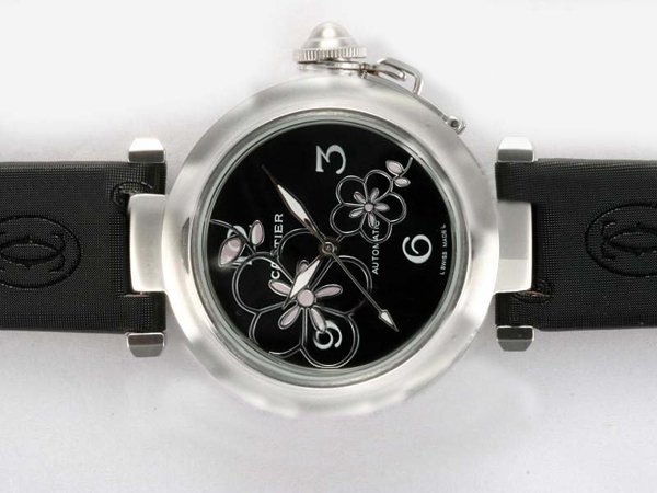 Cartier Pasha de Cartier W3109699 Round Black Dial Stainless Steel Case Watch watches