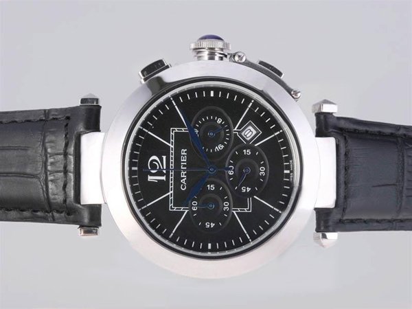 Cartier Pasha de Cartier wj11902g Stainless Steel Case Round Black Dial Watch watches