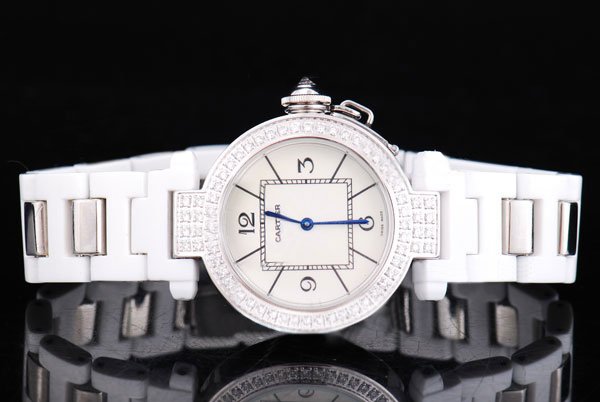 Cartier Pasha de Cartier WJ1192LZ Diamond Bezel Automatic White Dial Watch watches