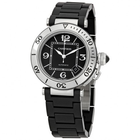 Cartier Pasha Seatimer Steel Rubber Men's Watch W31077U2 watches