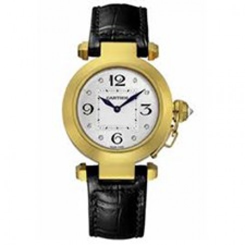 Cartier Pasha Silver Dial Black Leather Ladies Watch WJ11891 watches