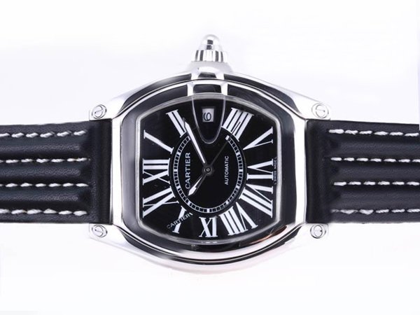 Cartier Roadster W62017v3 Mens 35mm Black Cow Leather Strap Watch watches