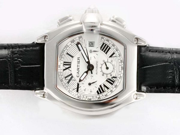 Cartier Roadster W62019X6 Oval Black Crocodile Leather Strap Watch watches