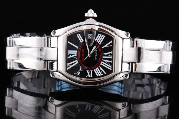 Cartier Roadster w62020x6 Black Dial Silver Stainless Steel Strap Square Watch watches