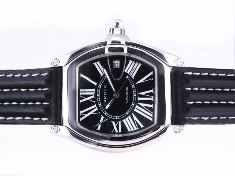 Cartier Roadster w62020x6 Mens Black Cow Leather Strap 42.8x47.6mm Watch watches