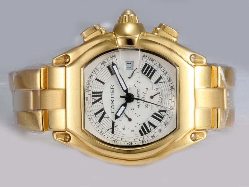 Cartier Roadster W62021Y2 Rectangle Automatic White Dial Watch watches