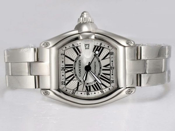 Cartier Roadster W62025V3 White Dial Automatic Stainless Steel Bezel Watch watches