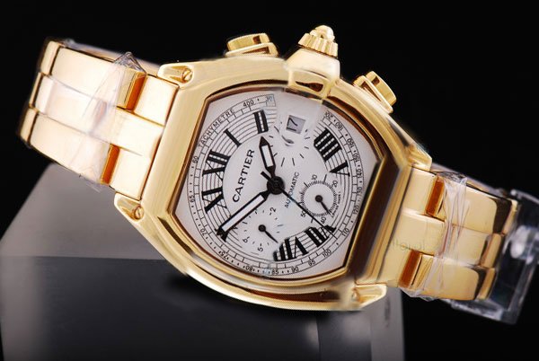 Cartier Roadster W6206001 Mens Gold Stainless Steel Strap Rectangle Watch watches