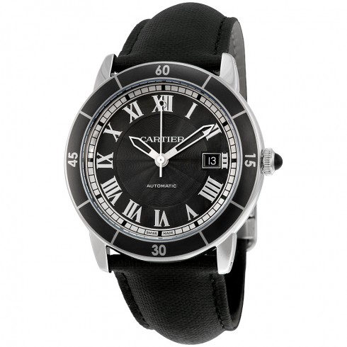 Cartier Ronde Croisiere Automatic Gray Dial Black Leather Men's Watch WSRN0003 watches
