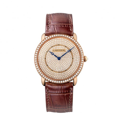 Cartier Ronde Louis 18K Pink Gold Diamond Dial Men's Watch WR007008 watches