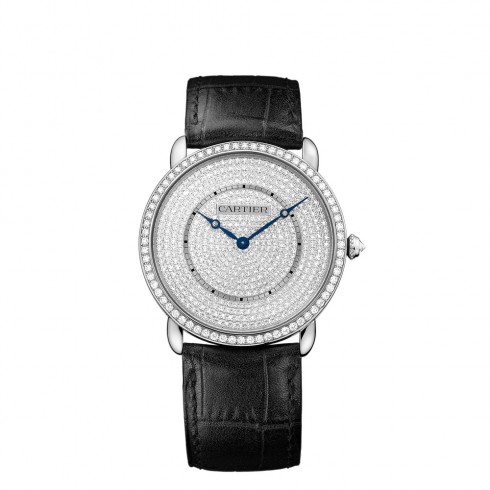 Cartier Ronde Louis 18K White Gold Diamond Dial Men's Watch WR007007 watches