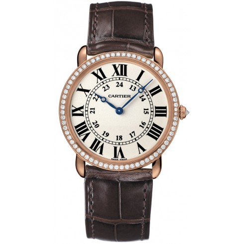 Cartier Ronde Louis Cartier Diamond Bezel Silver Dial 18 kt Rose Gold Ladies Watch WR000651 watches