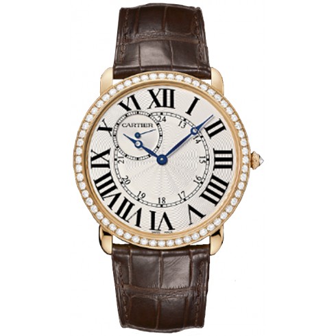 Cartier Ronde Louis Cartier Diamond Bezel Silver Dial 18 kt Rose Gold Men's Watch WR007001 watches
