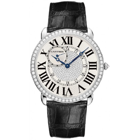 Cartier Ronde Louis Diamond Pave 18 kt White Gold Men's Watch WR007004 watches
