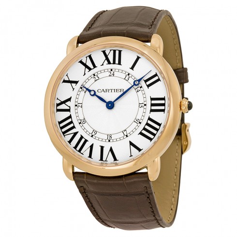 Cartier Ronde Louis Silver Dial 18k Rose Gold Brown Leather Automatic Men's Watch W6801004 watches