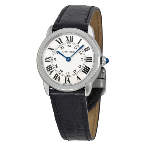 Cartier Ronde Solo Steel Black Leather Ladies Watch W6700155 watches