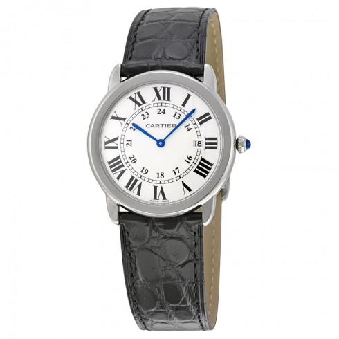 Cartier Ronde Solo Steel Black Leather Midsize Watch W6700255 watches