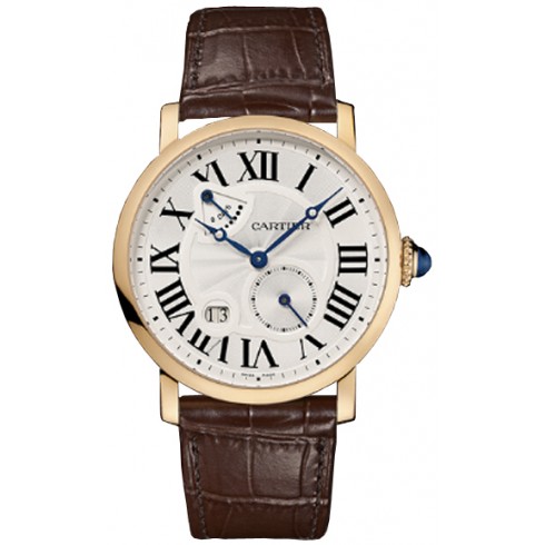 Cartier Rotonde 8 Days Power Reserve Silver Dial 18kt Rose Gold Brown Leather Men's Watch W1556203 watches
