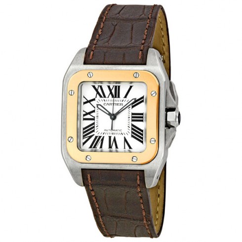 Cartier Santos 100 18kt Rose Gold and Steel Midsize Watch W20107X7 watches