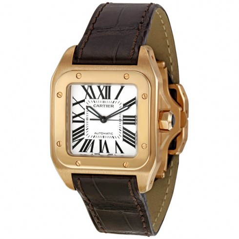 Cartier Santos 100 18kt Rose Gold Ladies Watch W20108Y1 watches
