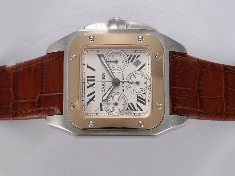 Cartier Santos 100 IDNO19260 Stainless Steel Case Square White Dial Watch watches